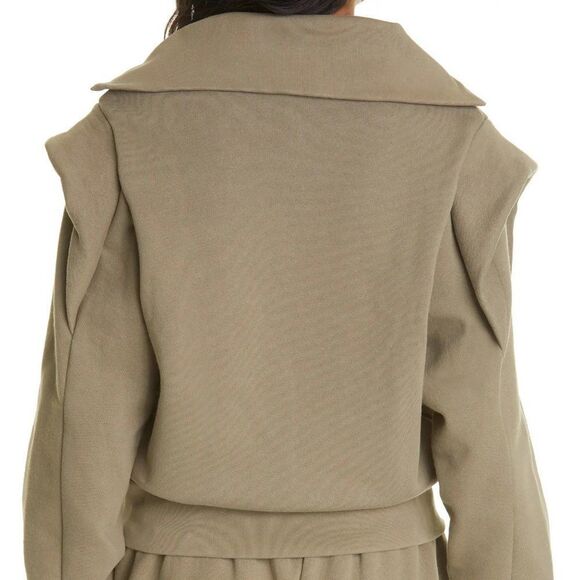 New FRAME shoulder detail half zip sweatshirt in military - Picture 6 of 11